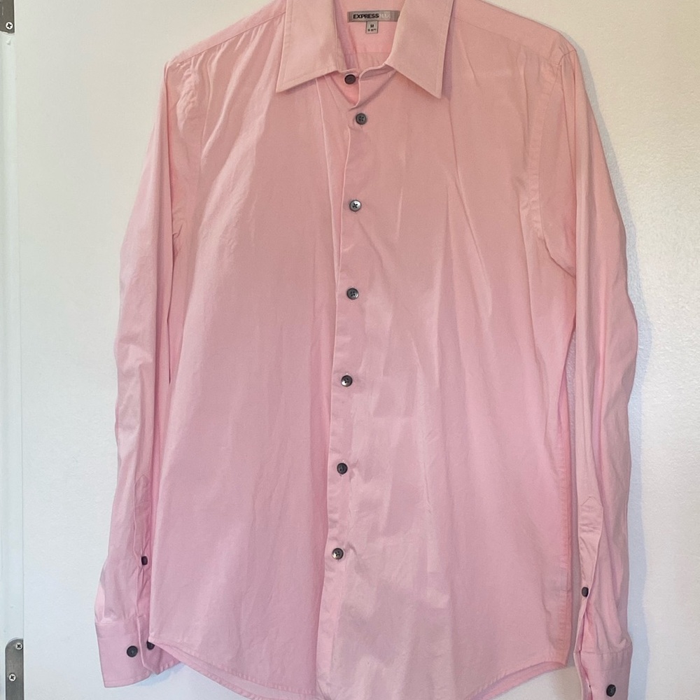 Mens Epress Pink fitted Button-Up Shirt